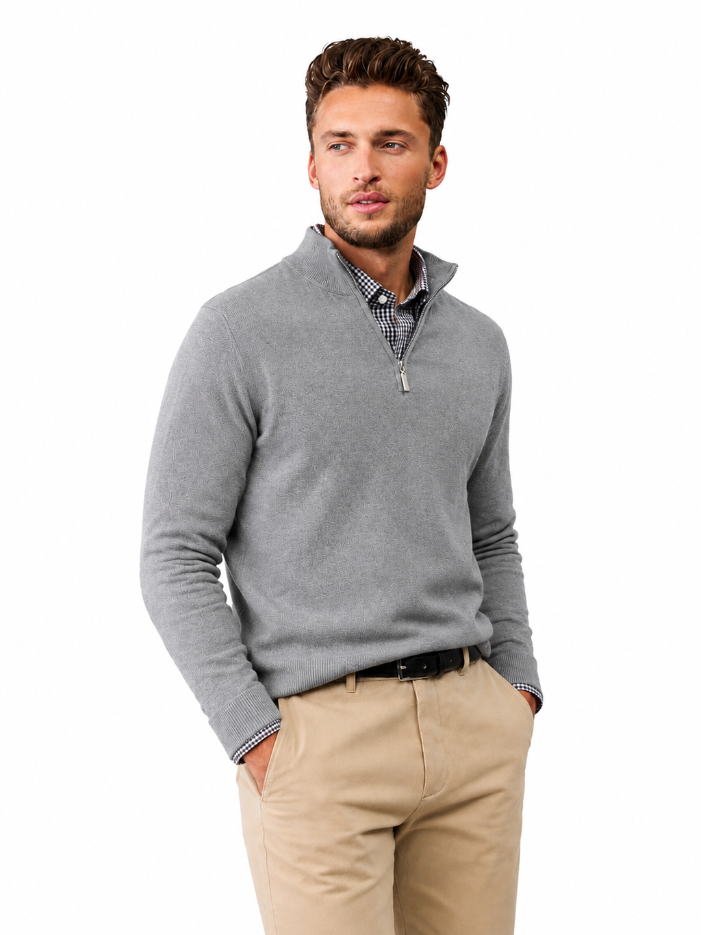 Quarter-Zip Sweater Grey