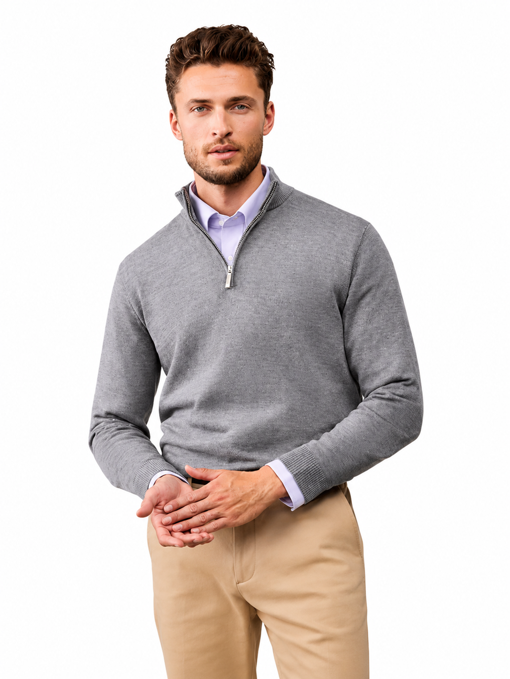 Quarter-Zip Sweater Grey